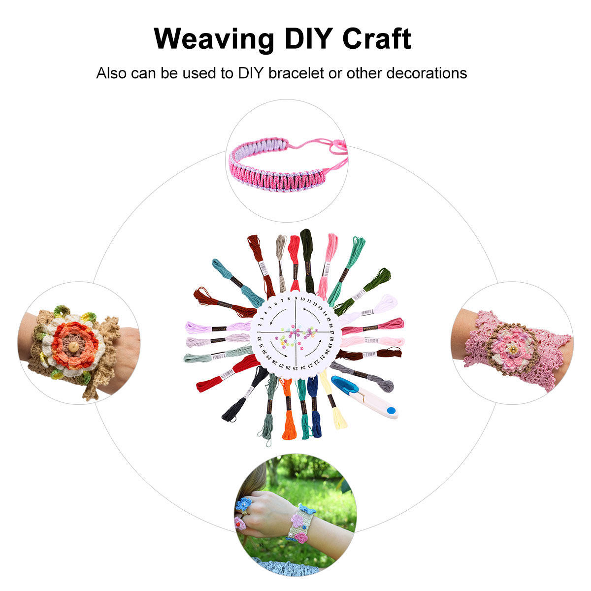 Embroidery Threads - Kit per realizzare braccialetti dell'amicizia, telaio