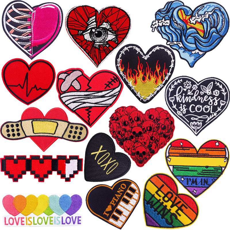 Embroidery Design Love - Designer Punk Love Heart Iron-on Cucire