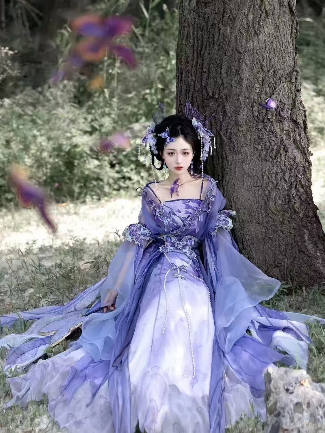 Embroidery Skirt - Hanfu Cinese Originale Viola da Donna,