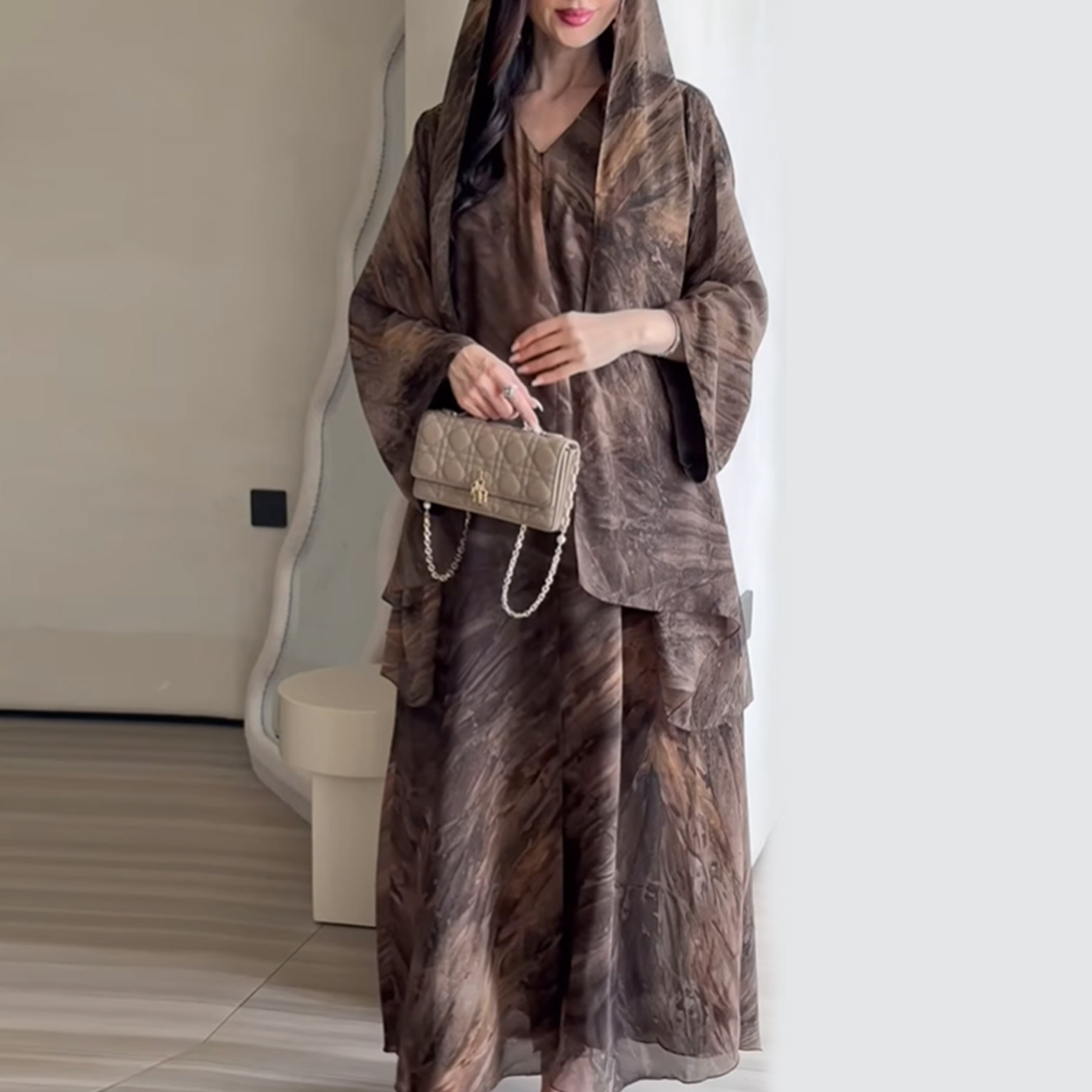 Embroidery Arabic - Sciarpa Abaya Cardigan da Donna, Jalabiya
