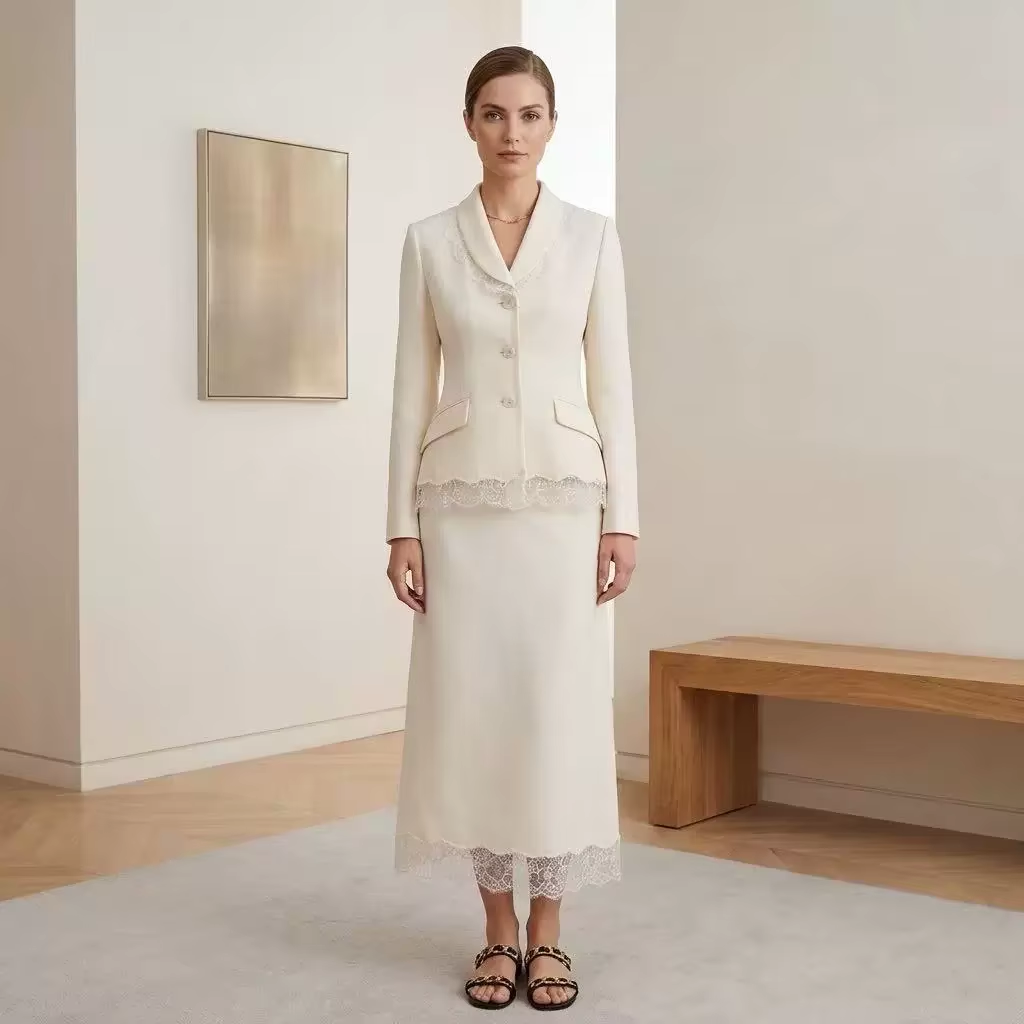 Embroidery Skirt - Completo gonna in misto lana e
