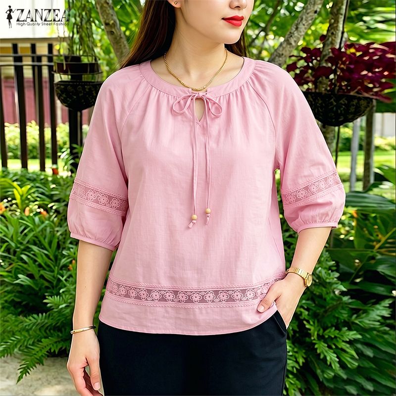Camicia da donna ZANZEA con ri - Embroidery Jersey recensione e prezzo