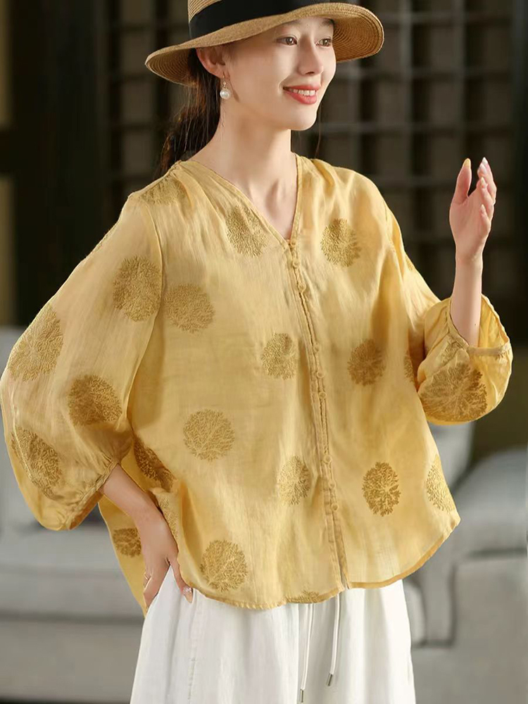 100% Ramie Camicia casual da d - Embroidery Jersey recensione e prezzo